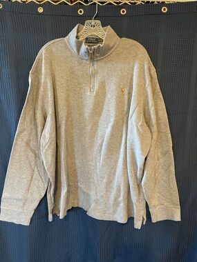 Polo by Ralph Lauren Gray Quarter-Zip Estate Rib Pullover Sweater